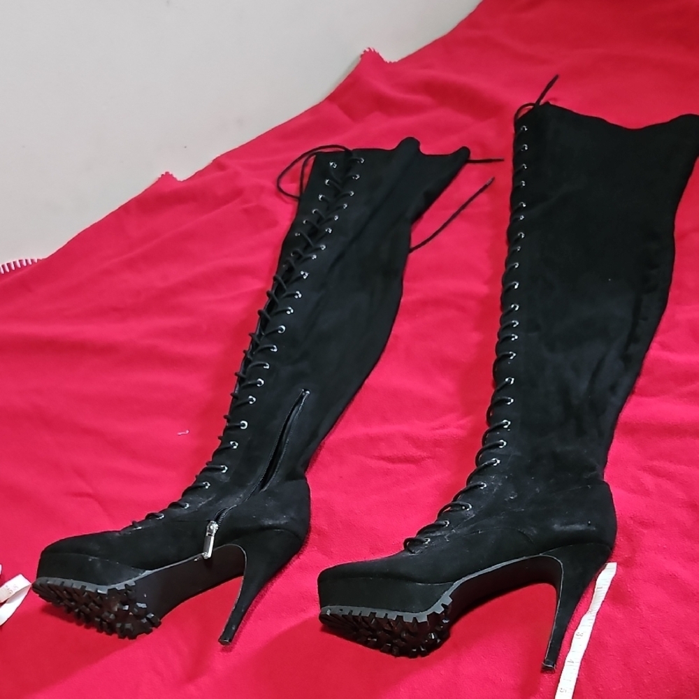 Guess Black Over the Knee Boots with High Stiletto Heel